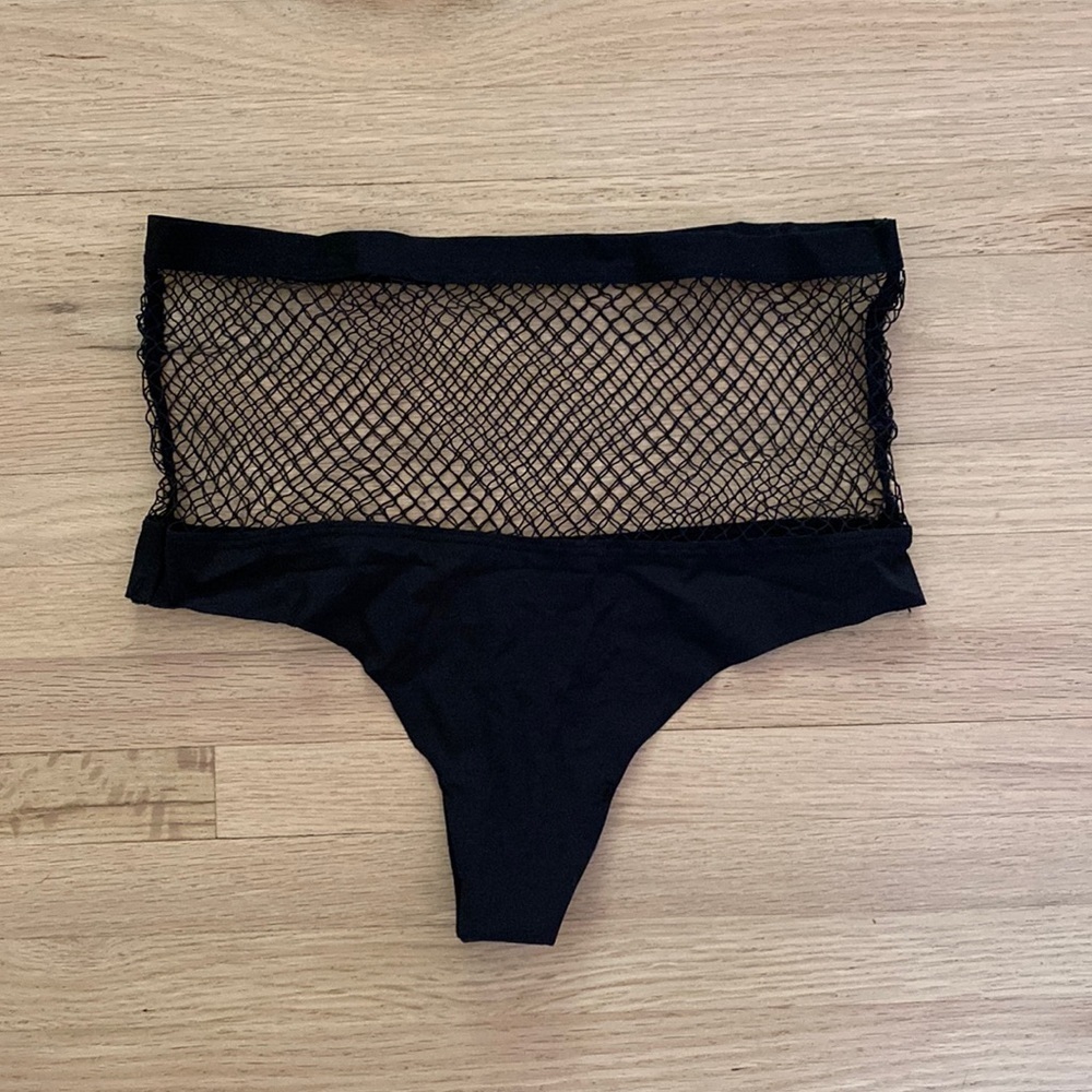 Victoria’s Secret High Waist Fishnet Black Tanga Thong